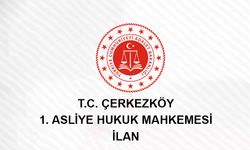 T.C. Çerkezköy 1. Asliye Hukuk Mahkemesi'nden İlan