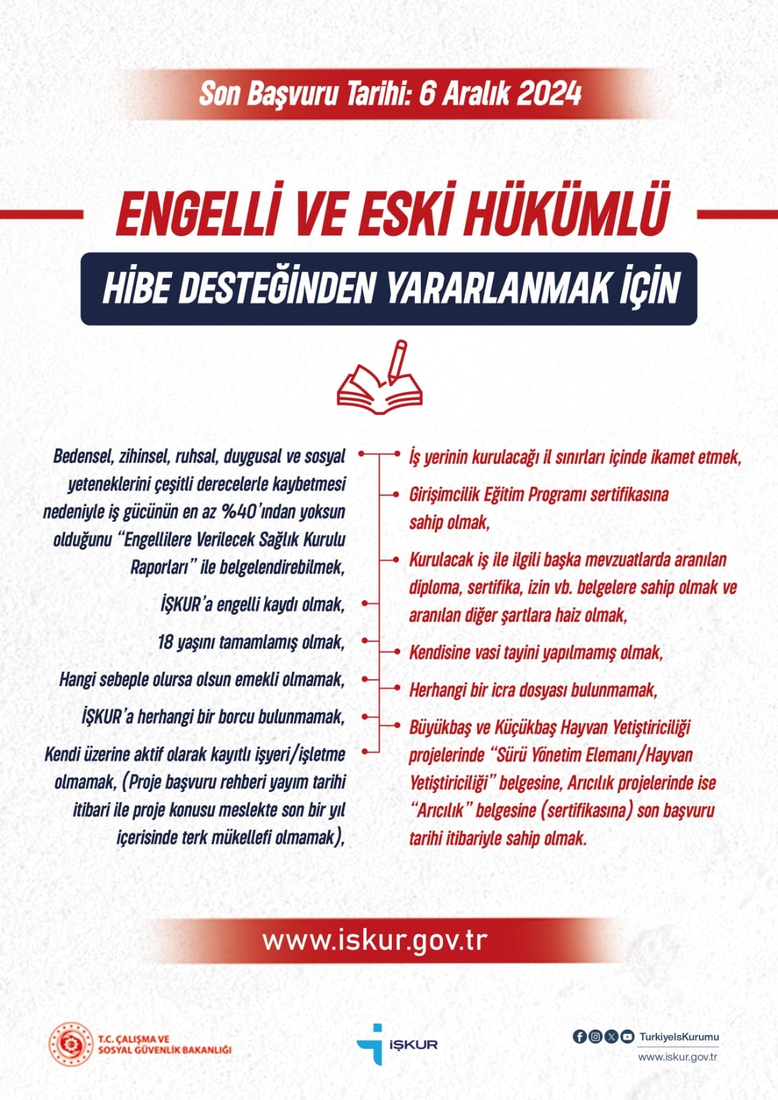 İşkur Engelli Ve Eski Hükümlü Hibe Desteği Başvuru Görseli